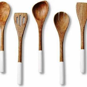 <b>Wooden</b> And Resin Salad Server Set Natural <b>Wooden</b> with 2 Turners Sustainable Handmade <b>Utensils</b> - Product Image 1