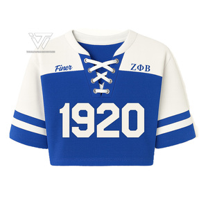 Camiseta de encaje a rayas de algodón orgánico ropa de hermandad griega Zeta Phi Beta personalizada - Product Image 1