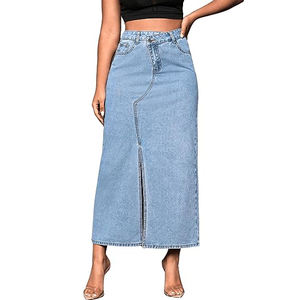 Long Solide Motif Maxi-Longueur Denim Jeans Jupes pour Femmes Y2K Style Droite Silhouette Plus La Taille pour L'été Automne Taille - Product Image 6