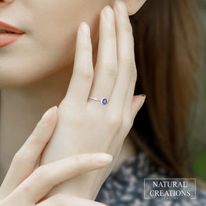 925 Sterling Silver Natural Tanzanite Gemstone Lunette Setting Handmade Designer Minimalist Gift For Her Stackable Ring Jewelry - Product Image 5