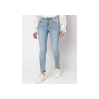 Jeans Ajustados de Mezclilla Elástica de Cintura Media para Mujer, Transpirables, Ecológicos, Cómodos, Estilo Urbano, Clásicos, para Uso Diario Informal