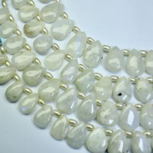 Collier avec pendentif en pierre de lune blanche naturelle, forme poire, cabochon, fabrication de bijoux - Product Image 4