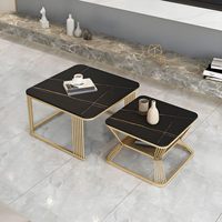 Table basse carrée à plateau en marbre blanc, best-seller, avec cadre mobile en acier inoxydable doré, ensemble de tables basses, décoration intérieure moderne pour la maison