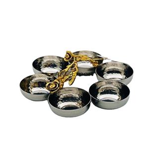 6 grands bols décoratifs en métal avec fleur d'or poignée de créateur bols en métal antique fantaisie décor à la maison bols en métal fournitures - Product Image 1