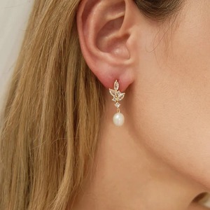 Classic Teardrop <b>Pearl</b> <b>Earrings</b> With Shiny Stone Cluster Elegant Dangle <b>Earrings</b> For Brides And Women - Product Image 1