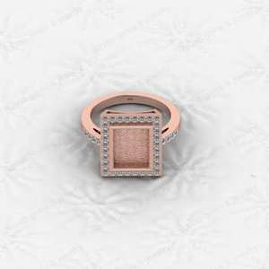 Anneau semi-monté rectangulaire en argent 925 de haute qualité, serti de pierres précieuses de 8x10 mm, serti de résine de cendres, fabricants de bijoux - Product Image 6
