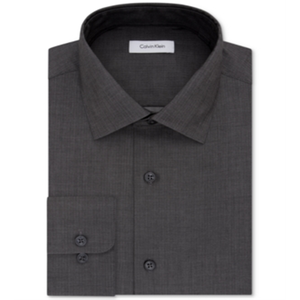เสื้อเชิ้ตผู้ชาย Calvin Klein รุ่นคลาสสิค ฟิต ไม่ต้องรีด ผ้าเฮอร์ริงโบน คอปกสเปรด ผ้าฝ้าย 100% สีเทา ไซส์ 18-36-37 - Product Image 1