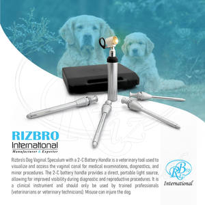 Spéculum vaginal canin avec lumière, lot de 5 pièces, laiton chromé, 4 spéculums, poignée à piles 2C, dans une boîte en plastique - Product Image 6