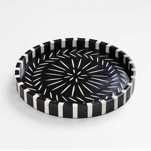 Plateau en os incrusté poli de haute qualité AZHAR EXPORT, forme ronde, design tendance, fait à la main, en vente par les exportateurs - Product Image 2