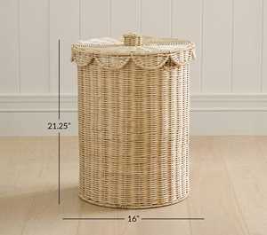 Rattan Round Storage Basket With Lid Handmade Natural Large <b>Laundry</b> Toy Organizer Home <b>Decor</b> Made by VgreenArt from Vietnam - Product Image 3