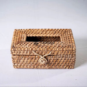 Porta Papel Higiénico Cuadrado de Ratán Natural Premium con Diseño Grabado, Almacenamiento Elegante para el Hogar - Tradebyd - Product Image 1