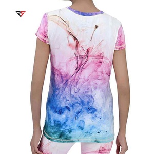 เสื้อยืดพิมพ์ลายคอวีสำหรับผู้หญิงเสื้อยืดพิมพ์ลายผู้หญิงผ้าโพลีเอสเตอร์สีระเหิดแบบเรียบ - Product Image 5