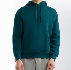 Sweat à capuche pour homme en tricot côtelé 100% coton, coupe régulière, tricot côtelé brossé, uni, doublé, respirant - Product Image 1