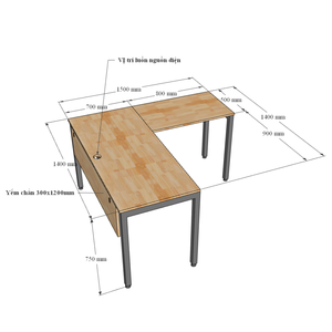 Uconcept HBUC049 L-Shaped Minimalist Office <b>Desk</b> 140cm Main Tabletop with MDF for Hospital Use - Product Image 3