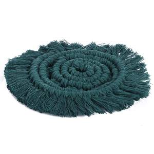 Posavasos redondo de macramé para bebidas, posavasos bohemio de algodón para hotel en casa y restaurante de la India - Product Image 4