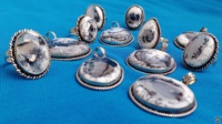 Bagues sculptées en opale dendritique naturelle authentique de haute qualité, bijoux en cristal étanches, vente en gros, idéales pour offrir