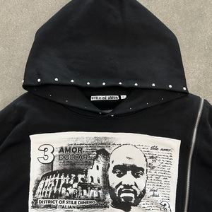 เสื้อมีฮู้ดโครเมี่ยมหัวใจสำหรับเด็กผู้ชายรุ่นจำกัดเสื้อผ้าคอตตอนแขนปักลายดอกไม้กราฟฟิตี้ - Product Image 3