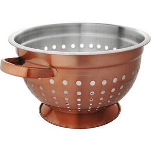 Panier-passoire de cuisine élégant en acier inoxydable Conception en maille Draine sans effort les pâtes de riz Passoire multi-usages Utilisation domestique des fruits - Product Image 1