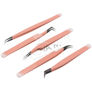 Pince à épiler d'extension de cils en acier inoxydable léger de marque privée pince à cils incurvée pointue pince à épiler en fibre de volume - Product Image 6