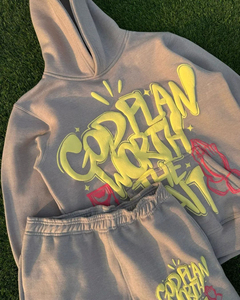 New Arrival 2-Piece Heavyweight Winter Jogger Set <b>Top</b> Notch Quality 400 Gsm Breathable Fabric Trendy Puff Printing Custom Logo - Product Image 6