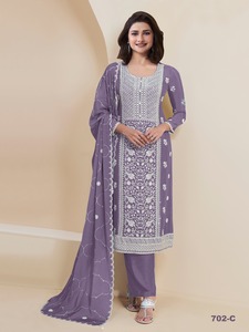 Atractivo mejor tela más tendencia Ropa Étnica Faux Georgette con lentejuelas bordado trabajo Salwar traje - Product Image 3
