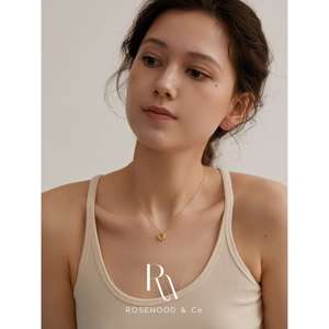 Trendy Gold Plated Non-Tarnish <b>Ring</b> Necklace with Waterproof Love Pendant Dainty Hollow <b>Circle</b> Design for Gift Giving - Product Image 6