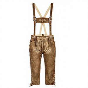 Lederhosen pour homme de haute qualité, coupe-vent, motif daim, avec sangles, pour costume, fête de bière, jeu de rôle, cosplay, en cuir de vache - Product Image 1