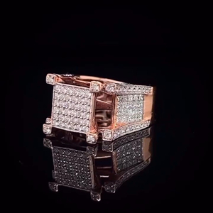 Anillo de Hombre con Inicial Personalizada de Hip Hop, Chapado en Oro de 14K con Incrustaciones de Moissanita, Certificado IGI, Unisex - Product Image 4