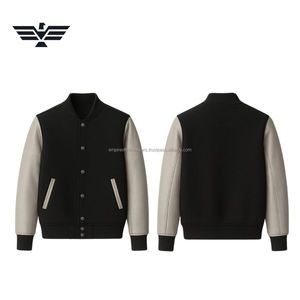 Veste universitaire pour homme avec combinaison de couleurs personnalisée |   Blouson d'hiver à col montant enduit - Product Image 6