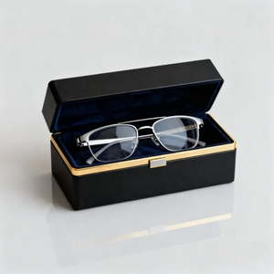Étui à lunettes de soleil portable en bois de luxe, noir laqué brillant, haute qualité, avec logo personnalisé et revêtement UV. - Product Image 5