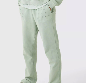 Venta al por mayor personalizado de los hombres desgastados trajes de chándal 100% algodón de manga larga pulóver con bolsillos de diseño sólido cuello con capucha - Product Image 5