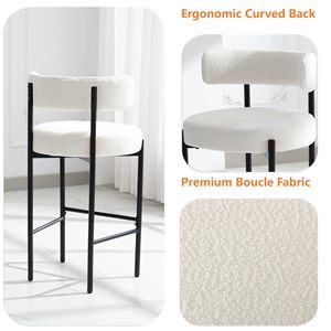24 "bouclé tappezzato in velluto altezza <span class=keywords><strong>sgabelli</strong></span> da <span class=keywords><strong>Bar</strong></span> bianco per cucina isola/bancone cucina con schienale