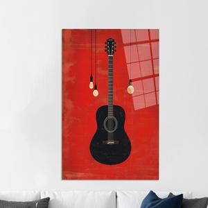 Arte en Lienzo de Guitarra Minimalista Moderno: Impresión Elegante para Decoración de Sala de Música, ARTE EN VIDRIO TEMPLADO - Product Image 1