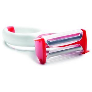 Éplucheur à pommes de terre à double lame Ghidini Cipriano en plastique DAILY blanc et rouge, outil pour fruits et légumes - Product Image 1