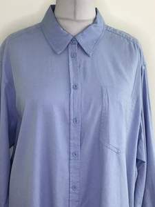 OEM Blue Pure Cotton Collared Shirt <b>Blouse</b> Size <b>Long</b> Sleeve Best Quality Wholesale Shirts <b>for</b> Ladies ODM - Product Image 2