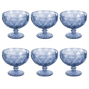 Set di 6 Bicchieri per Gelato Elizabeth Sibilla da 400ml, Stile Vintage Blu, Lavabili in Lavastoviglie, in Vetro per Feste - Product Image 1
