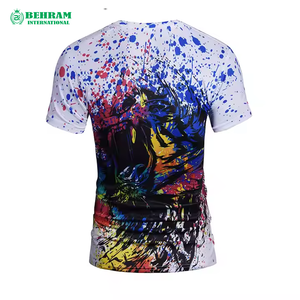 T-shirt personnalisé de haute qualité OEM, imprimé par sublimation, pour hommes, 100% coton, col rond, coupe régulière, respirant, orienté vers l'exportation, pas cher - Product Image 2