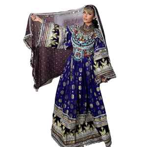 Customized Color Afghani Dresses for Women High Quality <b>Wedding</b> and Party Wear with Lace and Button Decorations - Product Image 1