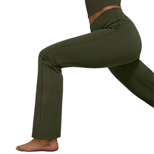 Pantalon de yoga écoresponsable uni pour femme, taille haute, coupe évasée, style cloche, pour la gym et le fitness - Product Image 6