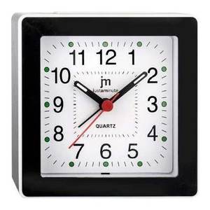 JUSTAMINUTE JA7061QB White and Black Alarm Clock for Lowell Stylish <b>Desk</b> & Table Clock - Product Image 1