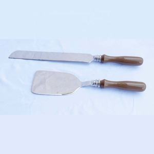 Ensemble de couteaux à gâteau en métal très demandé, manche doré en acier inoxydable, 2 pièces, outils de service pour gâteaux, vente en gros - Product Image 5
