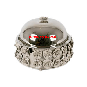 Ustensiles de cuisine en métal de forme ronde, ustensiles de cuisine Hotpot dernière arrivée en gros, Casserole classique élégante avec support de conception de Rose - Product Image 1