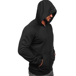 Sudadera con capucha y cremallera para hombre, invierno 2023, negra, forro polar, poliéster/algodón ecológico, para gimnasio, venta al por mayor - Product Image 4