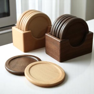 Posavasos de madera Natural personalizado al por mayor, forma cuadrada redonda, roble, haya, bambú, Acacia, nogal, posavasos para té, café, bebida, uso en Mesa - Product Image 1
