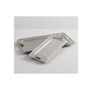 Bandeja plateada con forma Rectangular de aluminio, Base de forma redonda, a la venta, precio bajo - Product Image 4