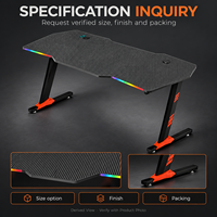 Bureau de jeu avec plateau noir sculpté et repose-pieds orange, surface en panneau E0 de 18 mm, fabriqué en Chine