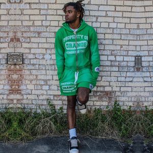 Conjunto de chándal con capucha y lavado ácido con logotipo personalizado para hombre, chándal Vintage con serigrafía, elementos esenciales de invierno con pantalones cortos - Product Image 6