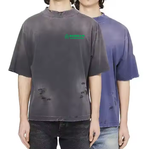 Camiseta de Verano 2025 para Hombre, Cuello Redondo, Manga Corta, Color Sólido, 100% Algodón, Ecológica, Transpirable, Corte Holgado, Impresión DTG, Venta al Por Mayor - Product Image 4