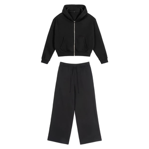 Conjunto de Sudadera con capucha y cremallera de felpa para hombre, chándal de lana pesado de otoño, traje térmico de ajuste Regular de dos piezas, chaqueta cálida informal - Product Image 3