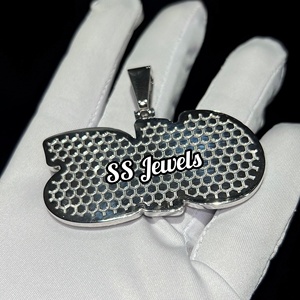 Collar con Colgante de Letra Personalizado en Plata de Ley 925 con Baño de Rodio y Moissanita VVS, Estilo Hiphop con Engaste de Garra para Hombre, 40g - Product Image 5